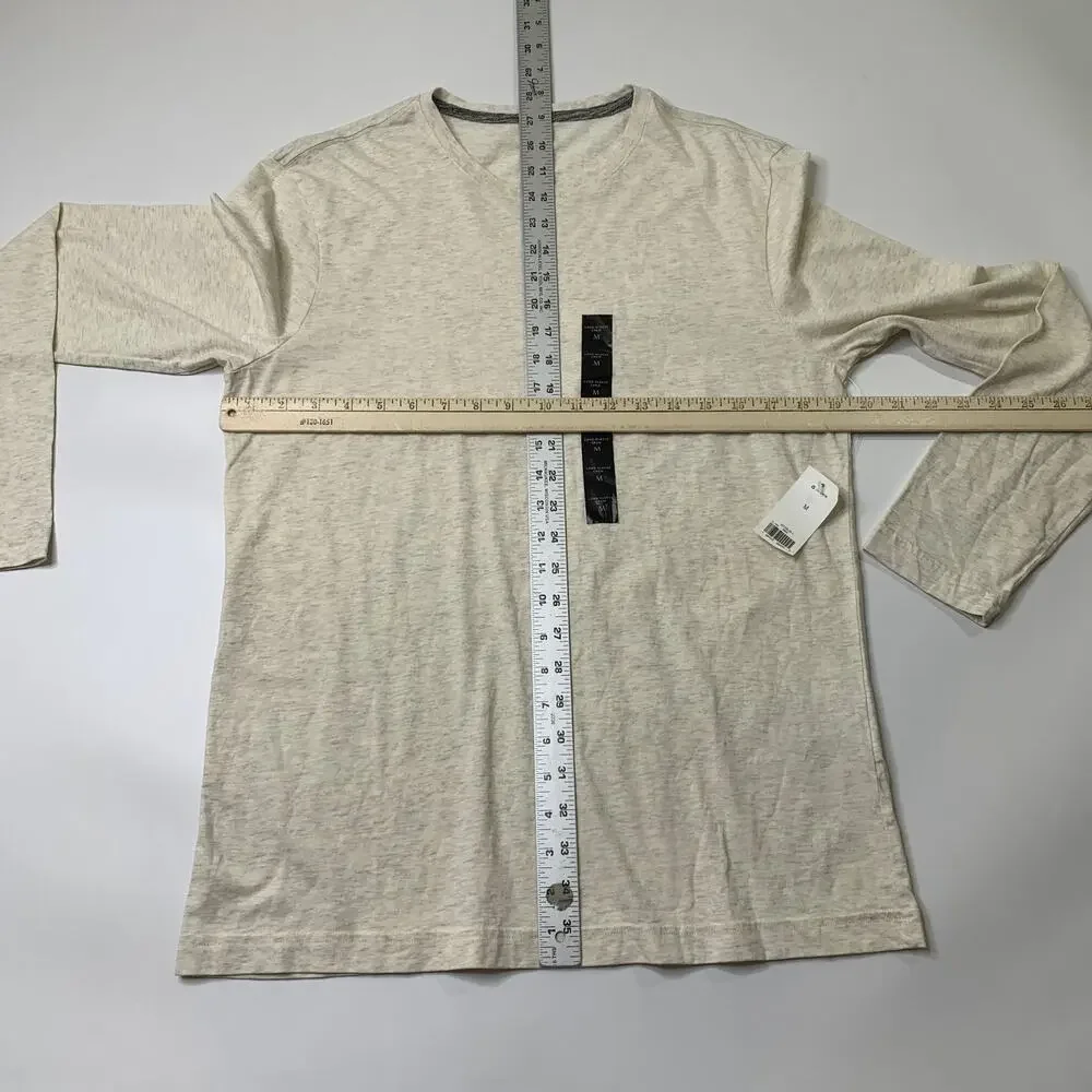 Banana Republic Shirt Mens M Medium Cream Cotton Long Sleeve Crew Neck Soft Wash